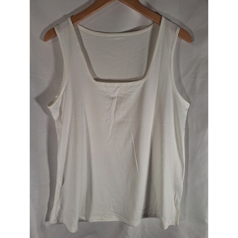 SHEIN Women White Square Neck‎ Sleeveless Tank Top XL 12 Solid Minimalist Basic